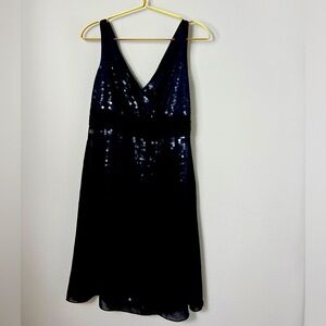 EUC Ann Taylor Black Sequin Dress Cocktail Evening Size 6P